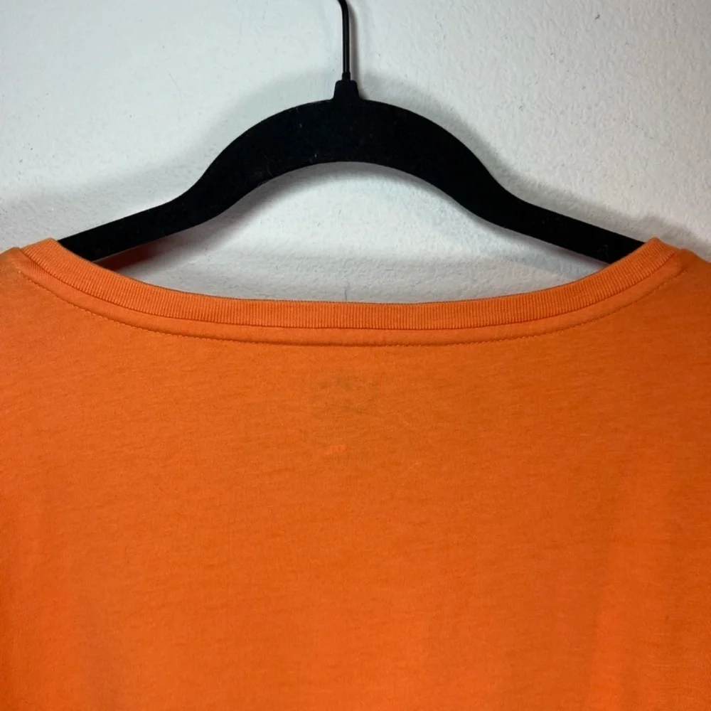 Polo Ralph Lauren V-Neck T-Shirt Orange Cotton Blue Embroidered Pony Mens Sz XXL